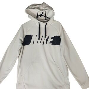 Nike Mens Dri-FIT Graphic Hoodie White Black 931989-100 Medium